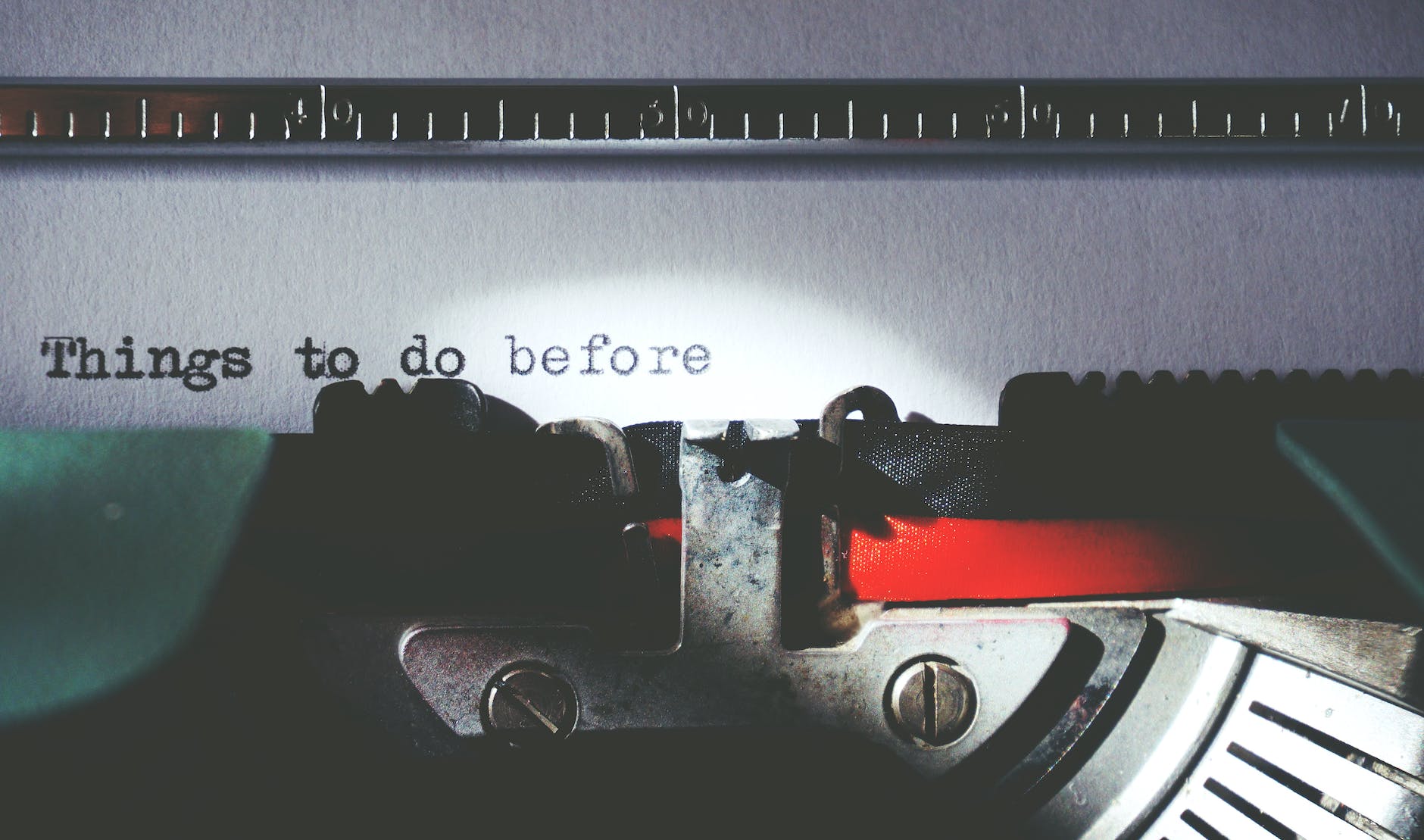 Typewriter with "Things to do before "written on sheet.